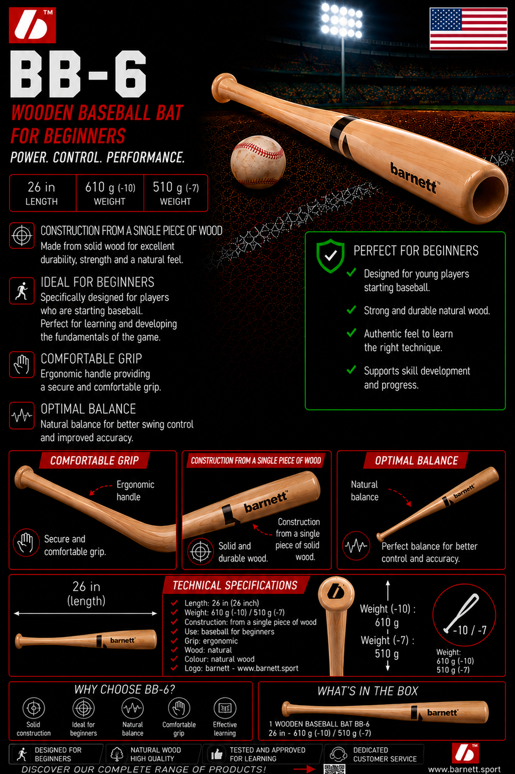 BB-6 Wooden baseball bat