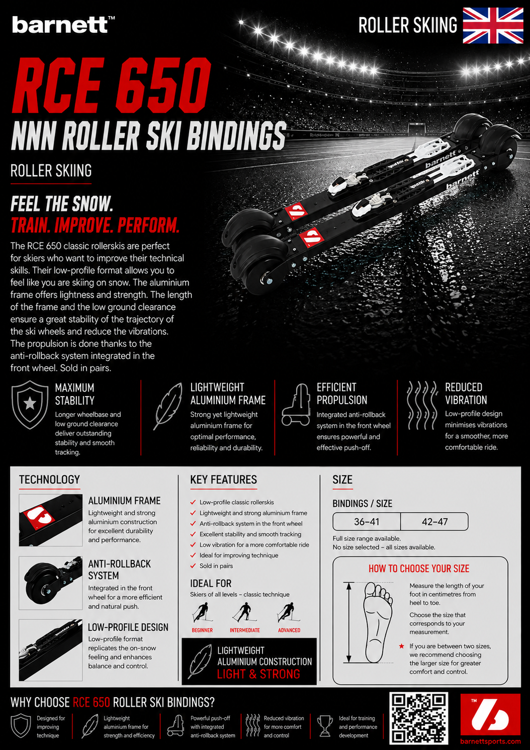 RCE-650 Binding NNN Roller ski, BLACK