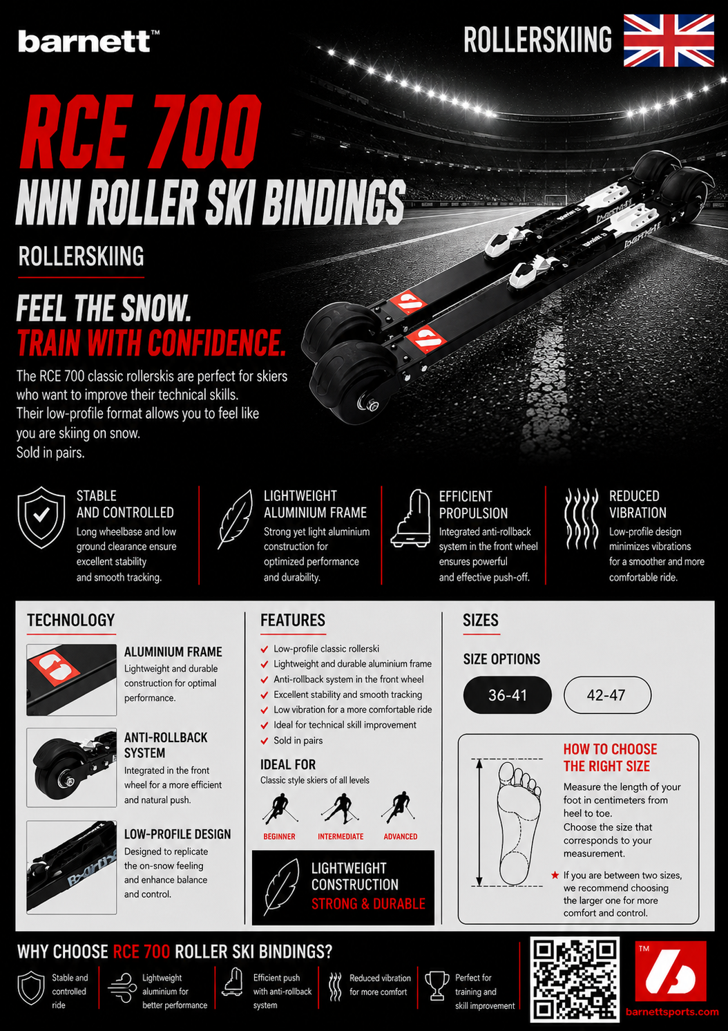 RCE-700 Binding NNN Roller ski, BLACK