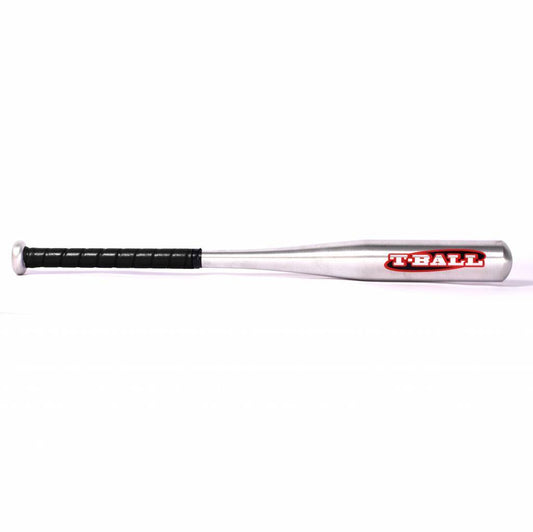 Bate de béisbol de aluminio T-BALL, tamaño 25 (71,12 cm), metal plateado