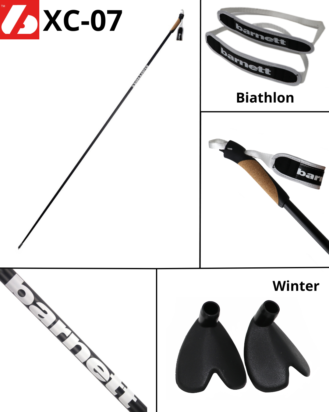 BARNETT XC-07 Junior ski Poles (Cross-Country and ski-Wheels) (x2)