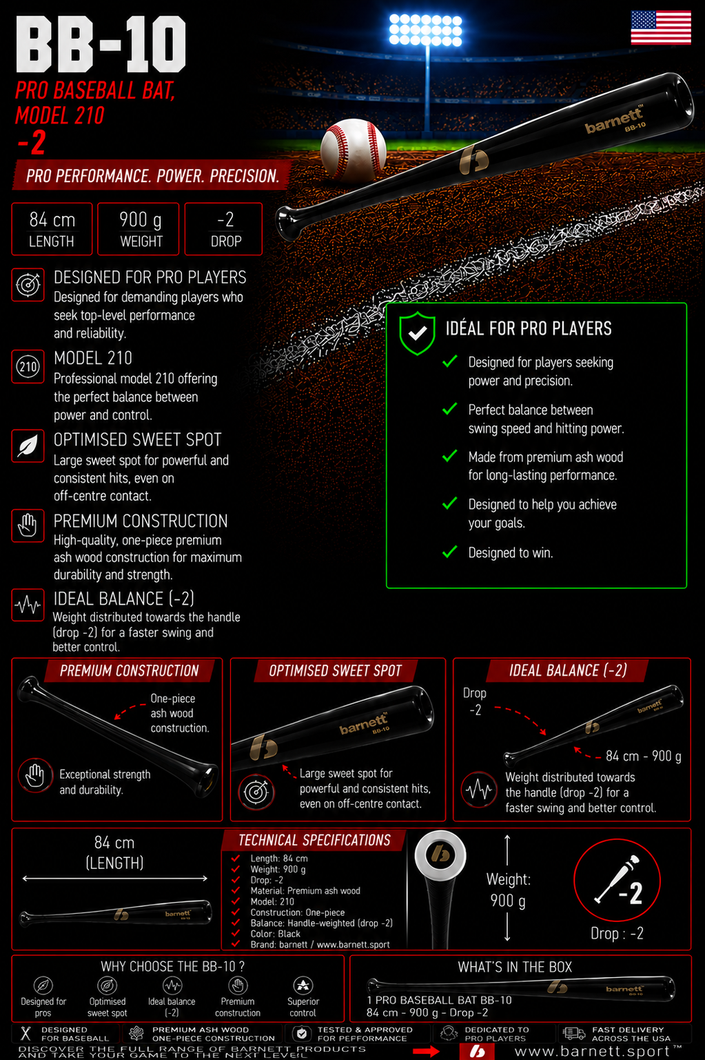 BB-10 Maple wood baseball bat