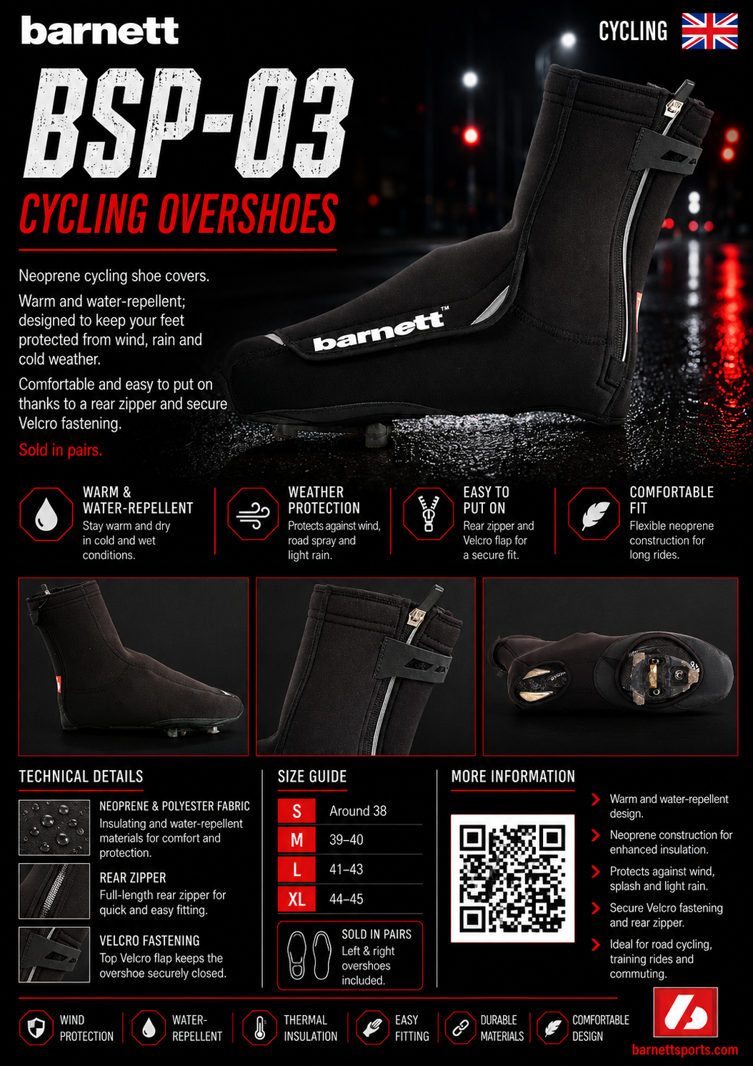 BSP-03 Cubrezapatillas de ciclismo, Cálidos y repelentes al agua.