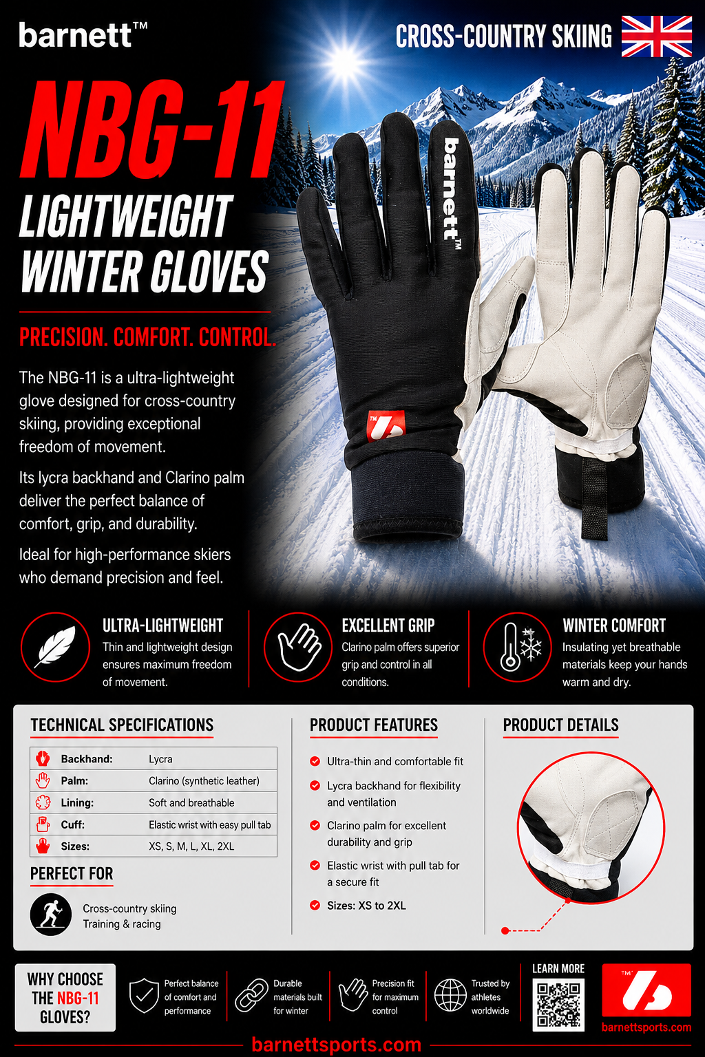 NBG-11 Cross country and Ski winter gloves 23°F/14°F (-5°/-10°)