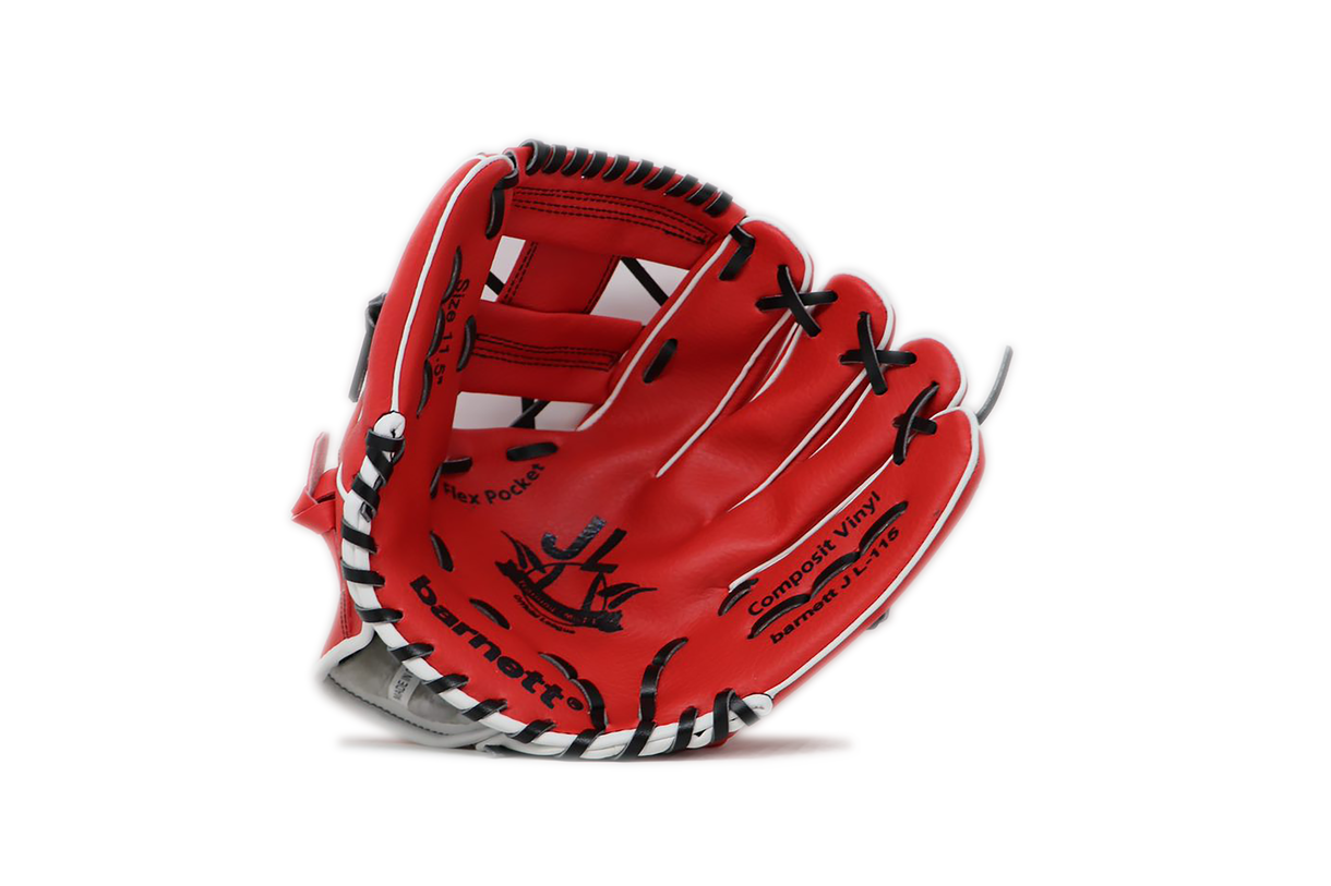 JL-115 baseball glove, outfield, polyurethane, size 11,5", Red color (Right Hand Throw)