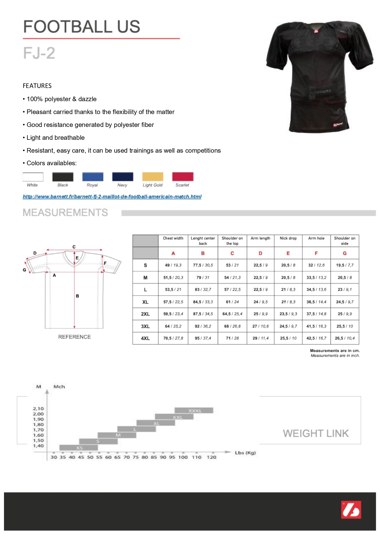 American football outlet jersey size guide